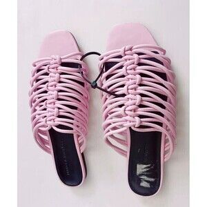 Rebecca Minkoff Sandals Size 8 Pink Strappy Slip On Shoes Flats Barbiecore